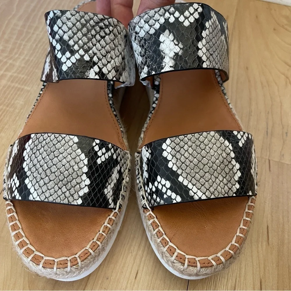 NWB Franco Sarto Cappy Leather Platform Sandals size 6.5 Open Toe Slide On